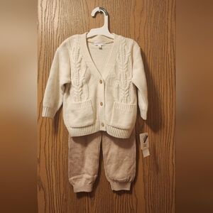 Cream Cable Knit Cardigan and Pants Set